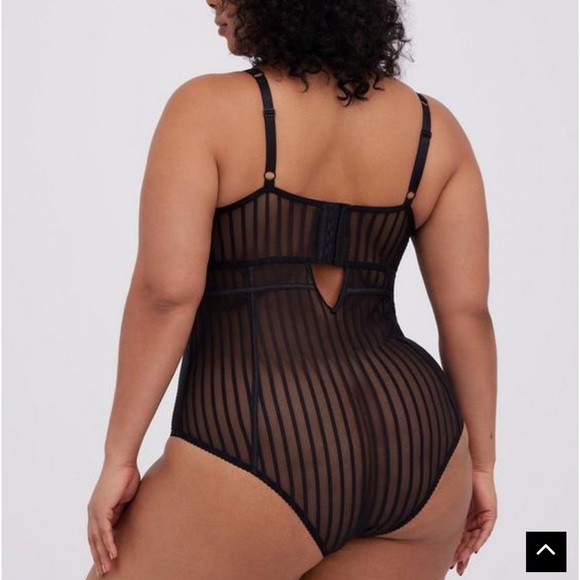 Torrid Black Striped Mesh Underwire Bodysuit - Picture 2 of 2